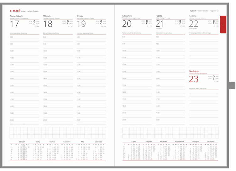 Kalendarz książkowy - Firmowy z gumką B5 Vivella - kalendarium