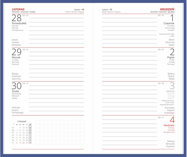 Terminarz książkowy - Kieszonkowy A6 Vivella - kalendarium