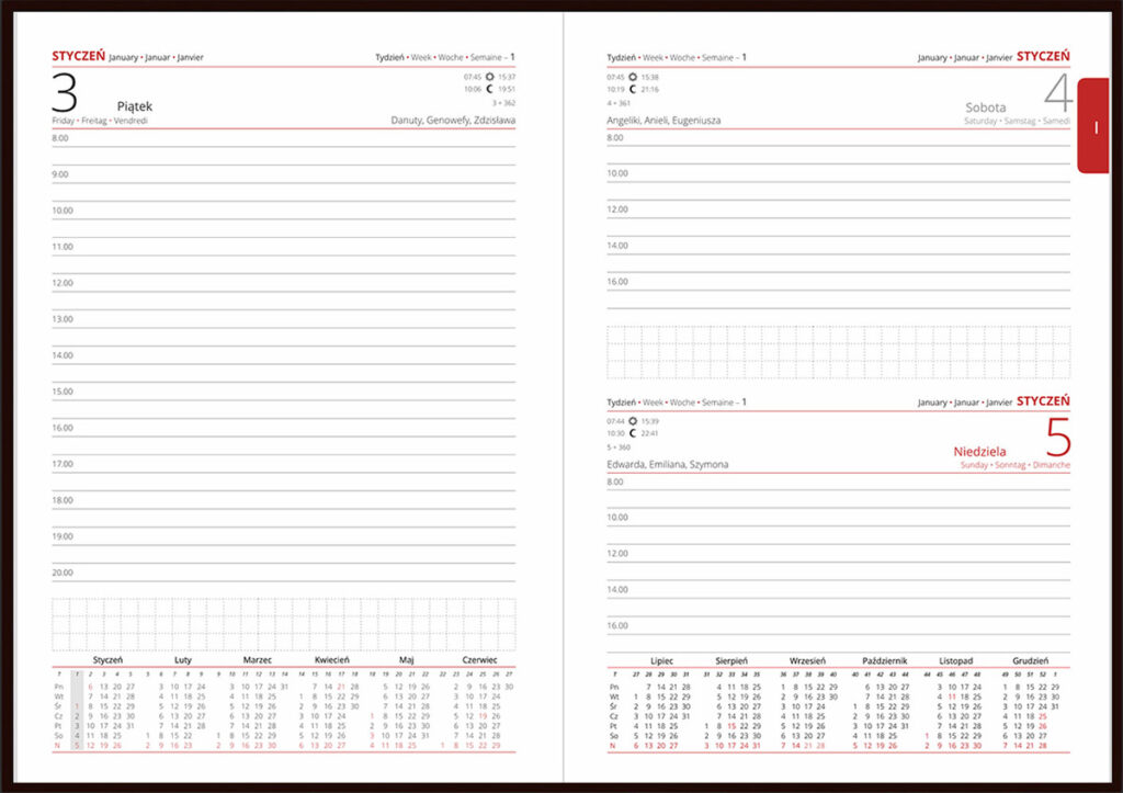 Terminarz 2025 Dzienny A5 Nadir - środek