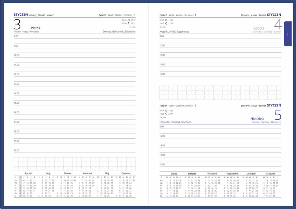 Terminarz Dzienny Blue A5 - środek