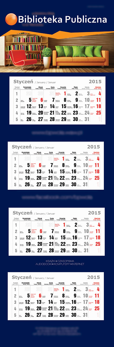 Kalendarze czterodzielne - przykład 1 - kalendarze 2022