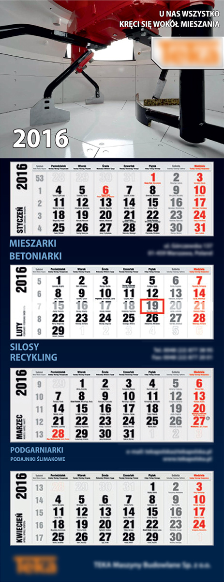 Kalendarze czterodzielne - przykład 2 - kalendarze 2022